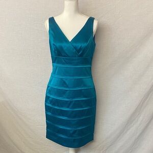 American Living Teal V-Neck Midi Dress